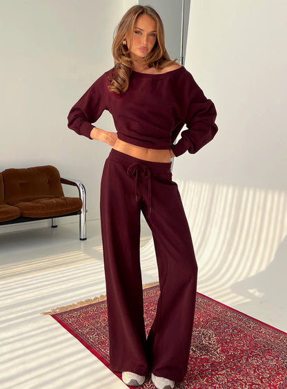 VestoStyle Women's Cozy Off Shoulder Lounge Set